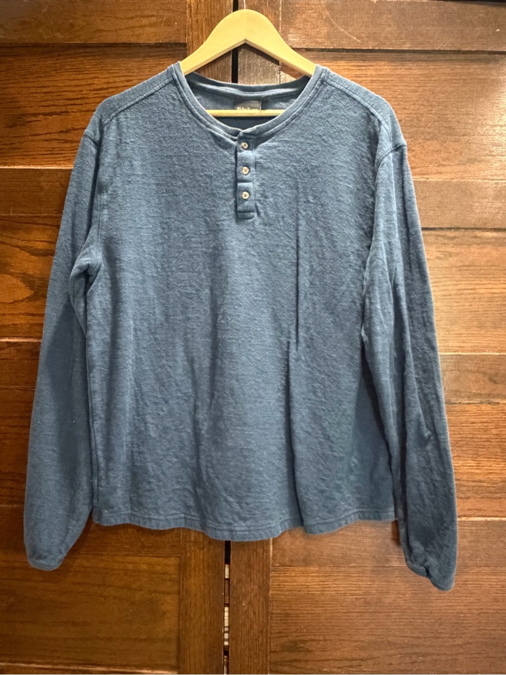Richer Poorer medium Men's thermal slub cotton Long-Sleeve Henley Blue shirt